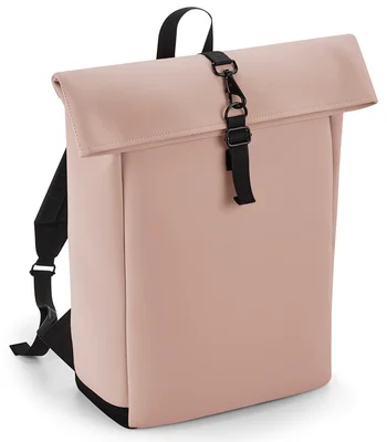 BagBase BagBase Matte PU Roll-Top Backpack in Nude Pink