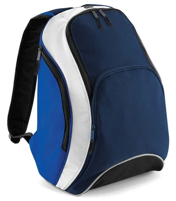 BagBase BagBase Teamwear Backpack in French Navy/Bright Royal/White