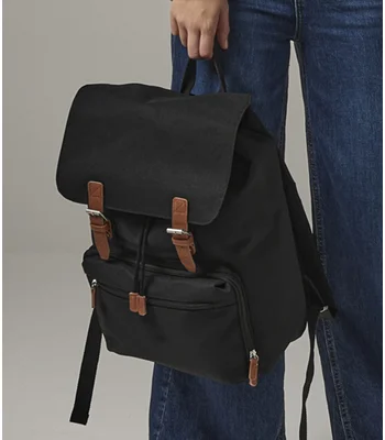 BagBase BagBase Vintage Laptop Backpack in Black/Black