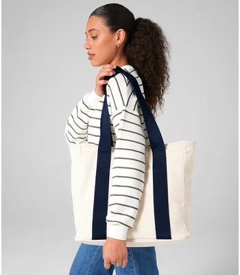 BagBase BagBase Edit Canvas Tote Bag in Natural/Navy
