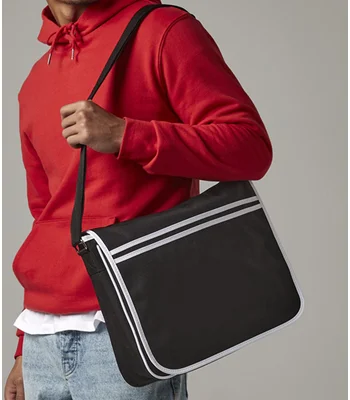 BagBase BagBase Retro Messenger Bag in Black/White