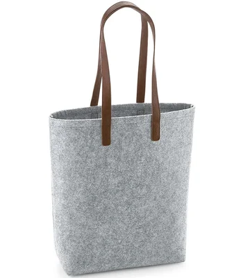 BagBase BagBase Premium Felt Tote Bag in Charcoal Melange/Black
