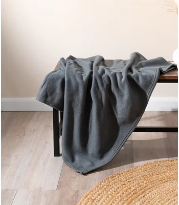 Brand Lab Brand Lab Large Polar Fleece Blanket in Charcoal