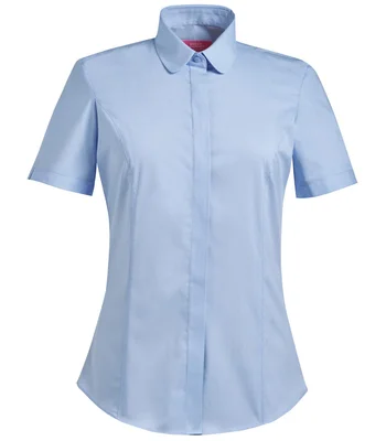 Brook Taverner Brook Taverner Ladies Soave Short Sleeve Poplin Shirt in Sky Blue