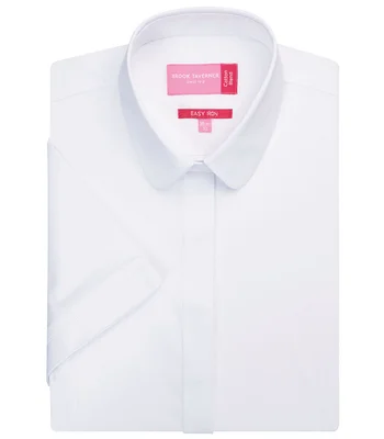 Brook Taverner Brook Taverner Ladies Soave Short Sleeve Poplin Shirt in White