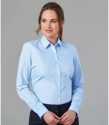 Brook Taverner Brook Taverner Ladies Selene Long Sleeve Poplin Shirt in White