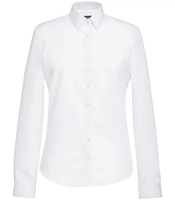 Brook Taverner Brook Taverner Ladies Selene Long Sleeve Poplin Shirt in White