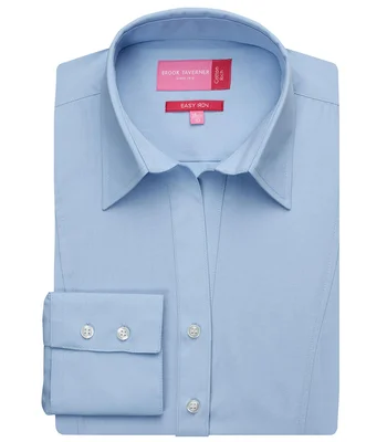 Brook Taverner Brook Taverner Ladies Palena Long Sleeve Poplin Shirt in Blue
