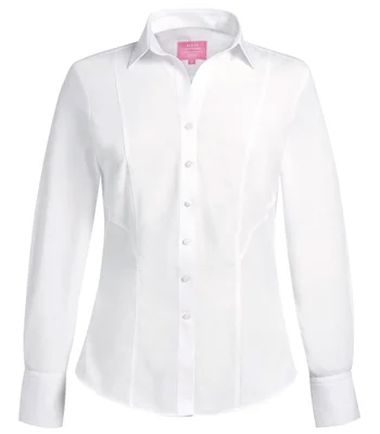 Brook Taverner Brook Taverner Ladies Palena Long Sleeve Poplin Shirt in White