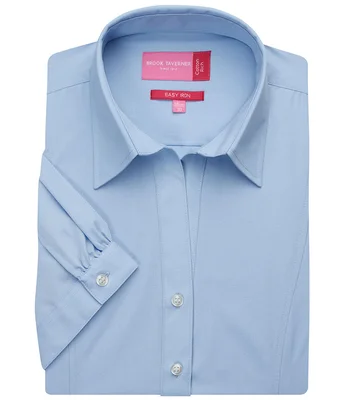Brook Taverner Brook Taverner Ladies Paduli Short Sleeve Poplin Shirt in Blue