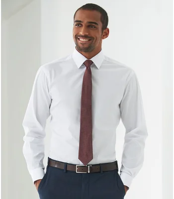 Brook Taverner Brook Taverner Alba Long Sleeve Slim Fit Poplin Shirt in White