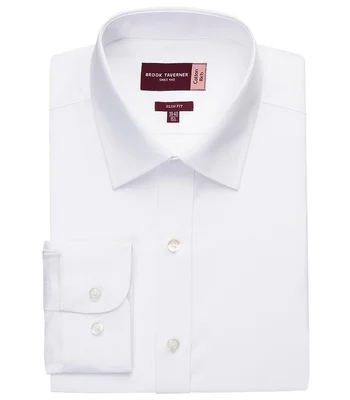 Brook Taverner Brook Taverner Alba Long Sleeve Slim Fit Poplin Shirt in White