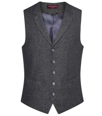 Brook Taverner Brook Taverner Memphis Tweed Waistcoat in Charcoal Herringbone