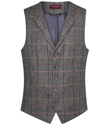 Brook Taverner Brook Taverner Memphis Tweed Waistcoat in Grey Brown Check