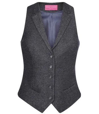 Brook Taverner Brook Taverner Ladies Nashville Tweed Waistcoat in Charcoal Herringbone
