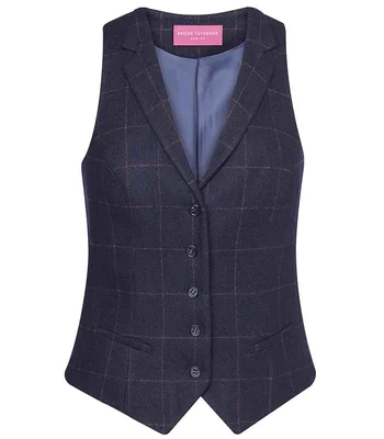Brook Taverner Brook Taverner Ladies Nashville Tweed Waistcoat in Navy Check