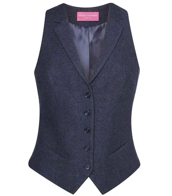 Brook Taverner Brook Taverner Ladies Nashville Tweed Waistcoat in Navy Herringbone