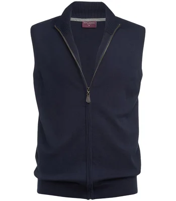 Brook Taverner Brook Taverner Lincoln Knitted Zip Gilet in Navy