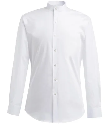 Brook Taverner Brook Taverner Volterra Long Sleeve Grandad Collar Shirt in White