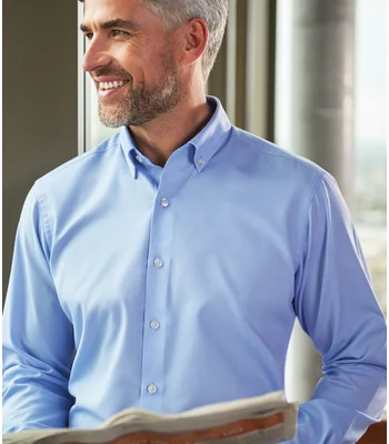 Brook Taverner Brook Taverner Toronto Long Sleeve Oxford Shirt in White