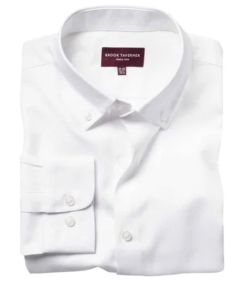 Brook Taverner Brook Taverner Toronto Long Sleeve Oxford Shirt in White