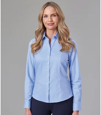 Brook Taverner Brook Taverner Ladies Aspen Long Sleeve Oxford Shirt in White