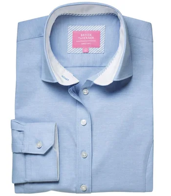 Brook Taverner Brook Taverner Ladies Mirabel Long Sleeve Stretch Oxford Shirt in Sky Blue