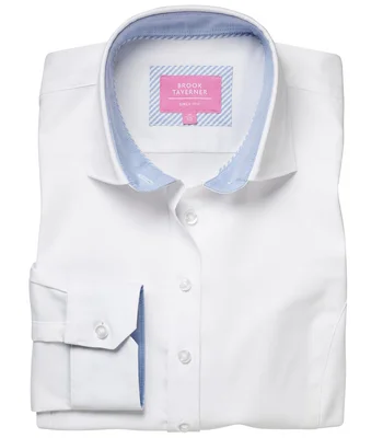 Brook Taverner Brook Taverner Ladies Mirabel Long Sleeve Stretch Oxford Shirt in White