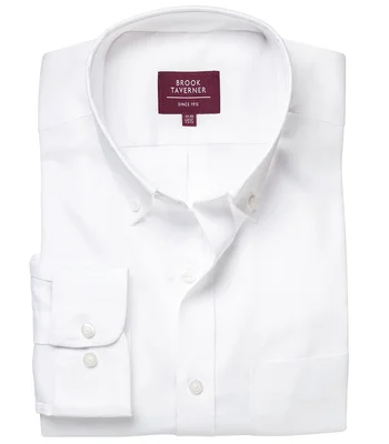 Brook Taverner Brook Taverner Whistler Long Sleeve Oxford Shirt in White
