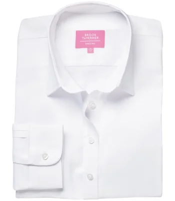 Brook Taverner Brook Taverner Ladies Albany Long Sleeve Classic Oxford Shirt in White