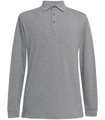 Brook Taverner Brook Taverner Frederick Long Sleeve Polo Shirt in Grey Marl