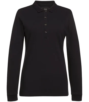 Brook Taverner Brook Taverner Ladies Anna Long Sleeve Polo Shirt in Black