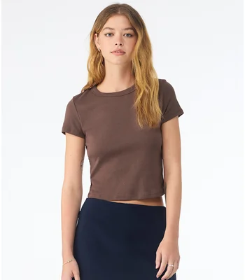 Bella+Canvas Bella Ladies Micro Rib Baby T-Shirt in Solid Black Blend
