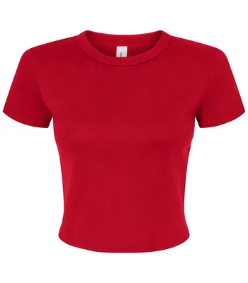 Bella+Canvas Bella Ladies Micro Rib Baby T-Shirt in Solid Red Blend