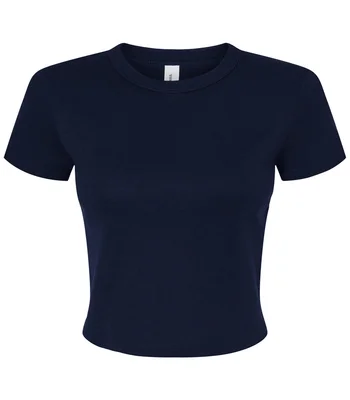 Bella+Canvas Bella Ladies Micro Rib Baby T-Shirt in Solid Navy Blend