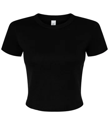 Bella+Canvas Bella Ladies Micro Rib Baby T-Shirt in Solid Black Blend