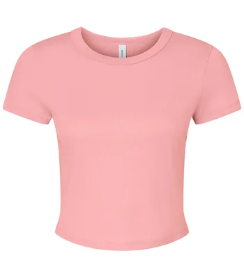 Bella+Canvas Bella Ladies Micro Rib Baby T-Shirt in Solid Pink Blend