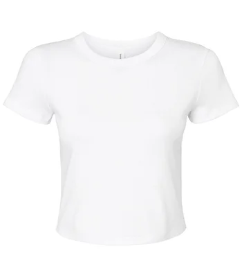 Bella+Canvas Bella Ladies Micro Rib Baby T-Shirt in Solid White Blend