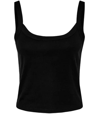 Bella+Canvas Bella Ladies Micro Rib Spaghetti Strap Tank Top in Solid Black Blend