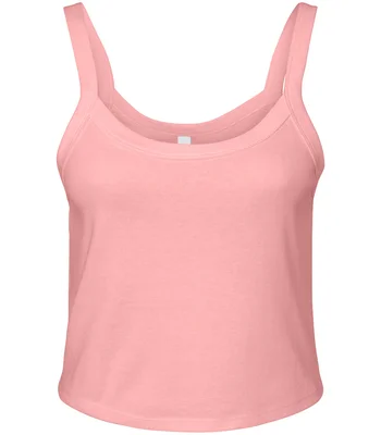 Bella+Canvas Bella Ladies Micro Rib Spaghetti Strap Tank Top in Solid Pink Blend