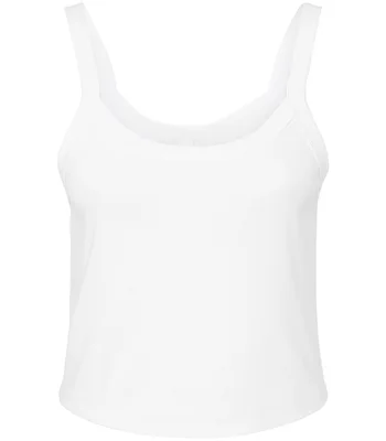 Bella+Canvas Bella Ladies Micro Rib Spaghetti Strap Tank Top in Solid White Blend