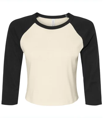 Bella+Canvas Bella Ladies Micro Rib 3/4 Raglan Baby T-Shirt in White/Black