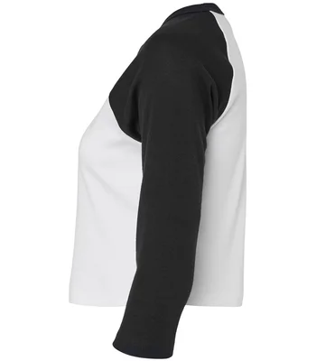 Bella+Canvas Bella Ladies Micro Rib 3/4 Raglan Baby T-Shirt in White/Black