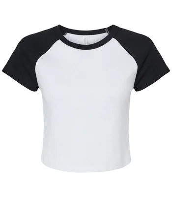 Bella+Canvas Bella Ladies Micro Rib Raglan Baby T-Shirt in White/Black