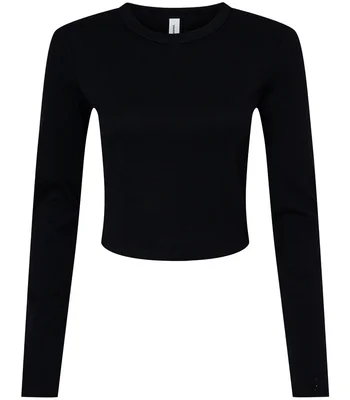 Bella+Canvas Bella Micro Rib Long Sleeve Baby T-Shirt in Solid Black Blend