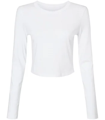 Bella+Canvas Bella Micro Rib Long Sleeve Baby T-Shirt in Solid White Blend