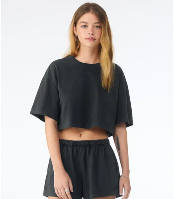 Bella+Canvas Bella Ladies Heavyweight Washed Cropped T-Shirt in Washed Black