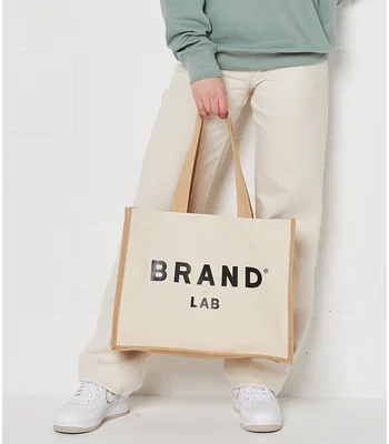 Brand Lab Brand Lab Jute and Canvas Shopper in Natural/Black