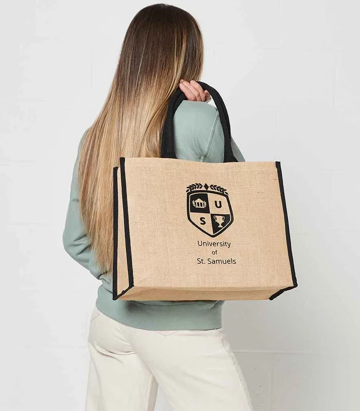 Brand Lab Brand Lab Jute Tipped Shopper in Natural/Black