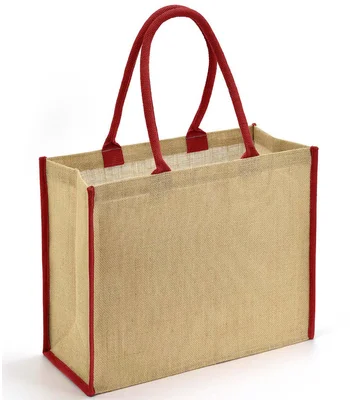 Brand Lab Brand Lab Jute Tipped Shopper in Natural/Red
